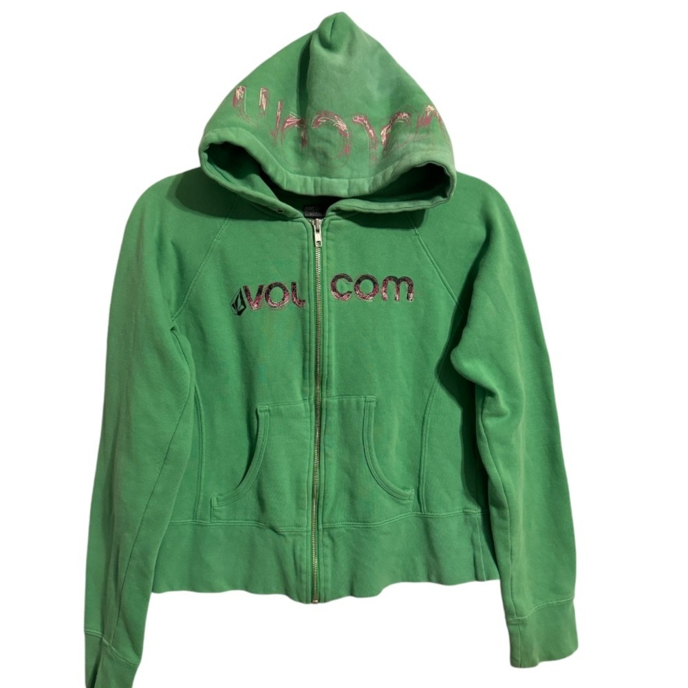 Y2k Volcom Gal Hoodie Hooded Jacket Zip Up Embroidered Logo Sweatshirt Vintage